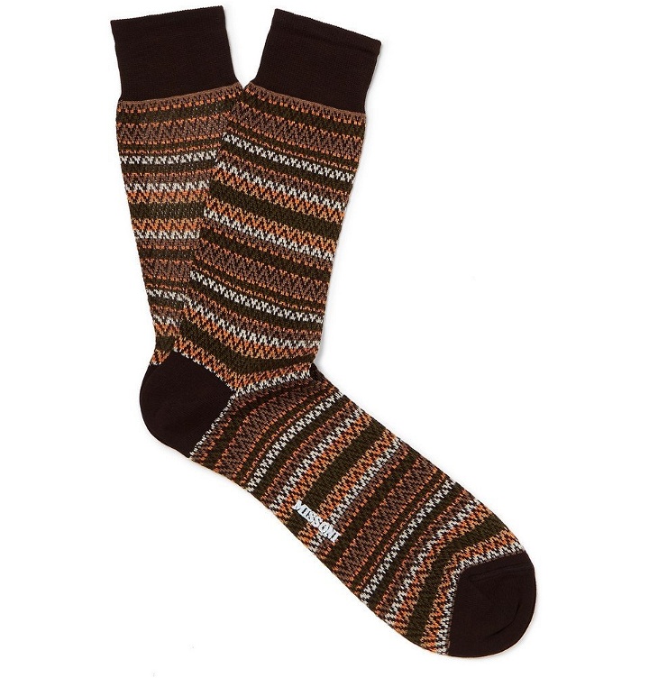 Photo: Missoni - Crochet-Knit Cotton Socks - Men - Brown