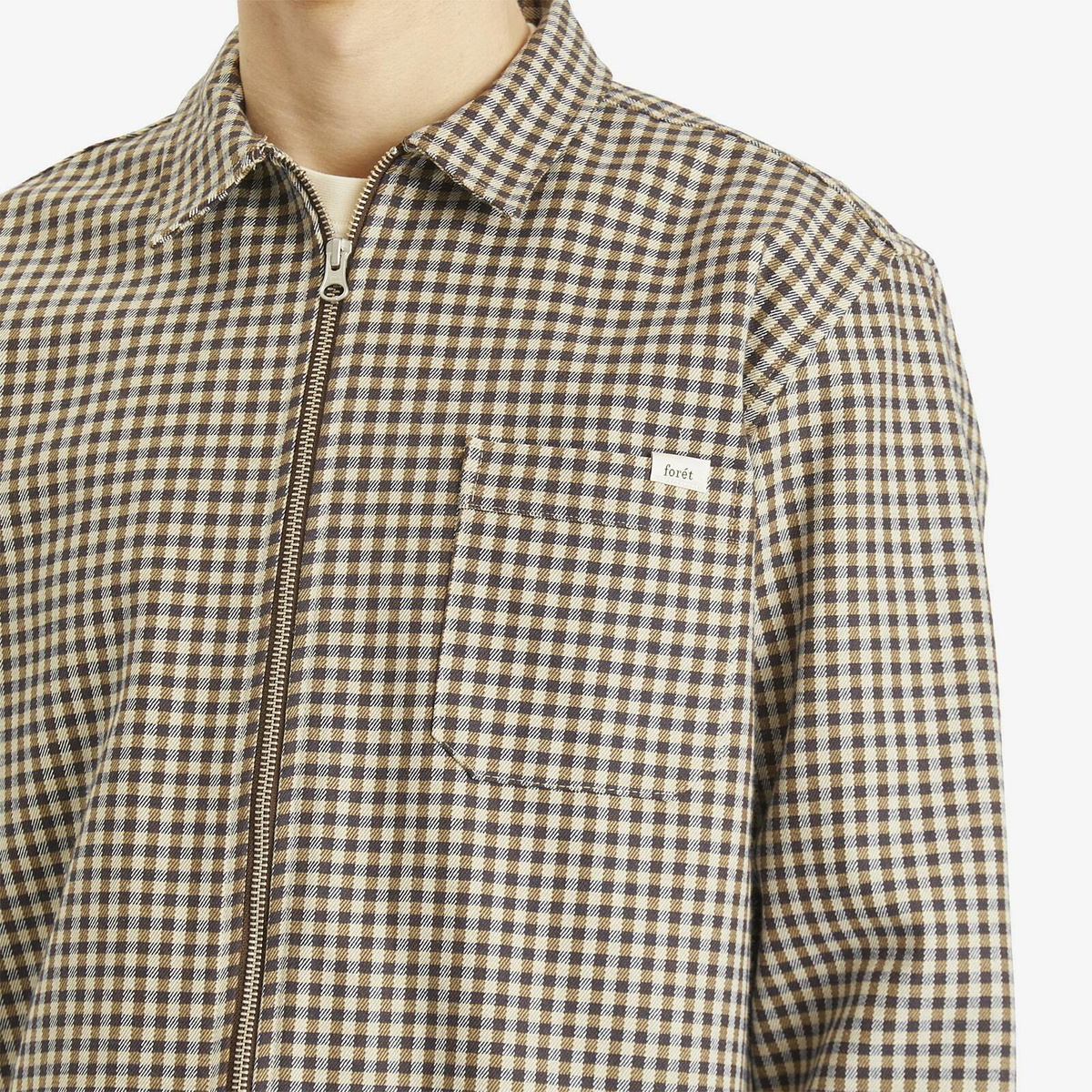 Foret Men's Cabin Zip Shirt Jacket in Brown Check