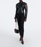 Gucci Web Stripe leather biker jacket