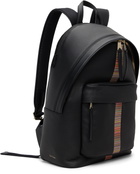 Paul Smith Black Leather 'Signature Stripe' Trim Backpack