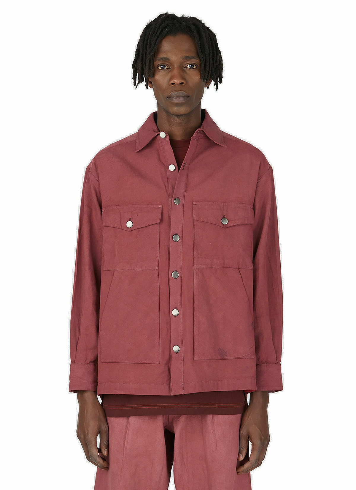 Photo: Buttoned Overshirt Jacket in Red