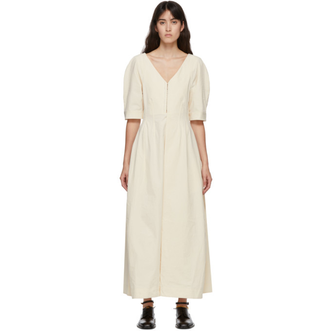 jil sander cream dress Jil Sander Beige Cotton Canvas Dress Jil Sander
