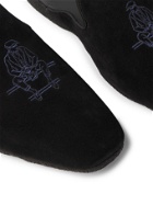 PAUL STUART - Hamilton Logo-Embroidered Suede Slippers - Black