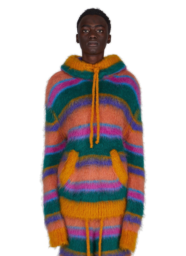 Photo: Fuzzy Stripe Hooded Sweater in Multicolour