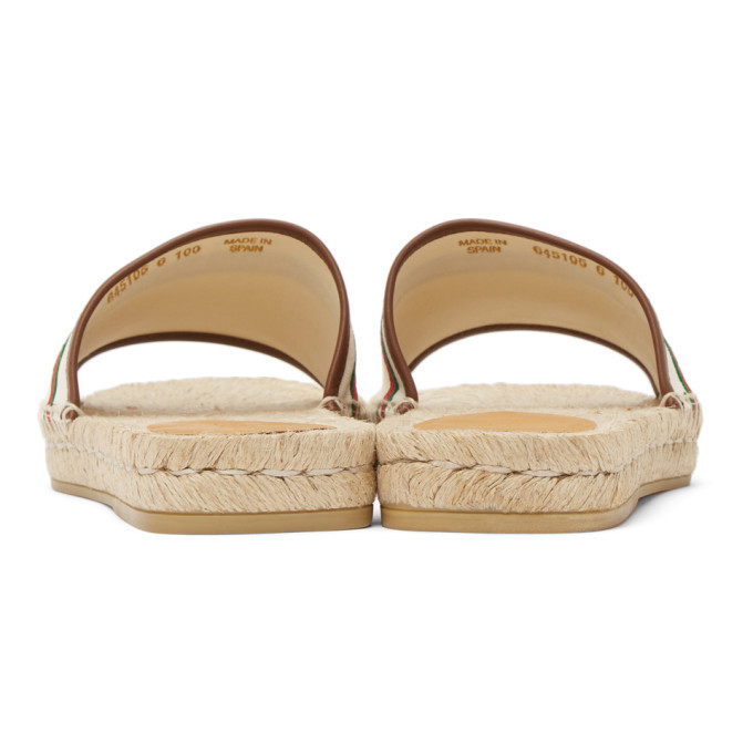 Gucci Beige Embroidered GG Espadrille Sandals Gucci display picture 2