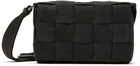 Bottega Veneta Black Intreccio Webbing Messenger Bag