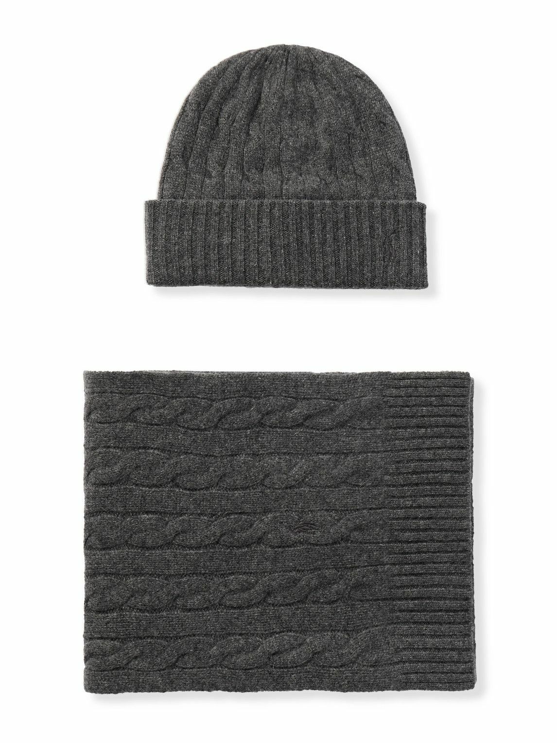 Polo Ralph Lauren Men's Jacquard Knitted Hat & Scarf Set Hats