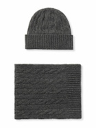 Polo Ralph Lauren - Logo-Embroidered Cable-Knit Cashmere Scarf and Beanie Set