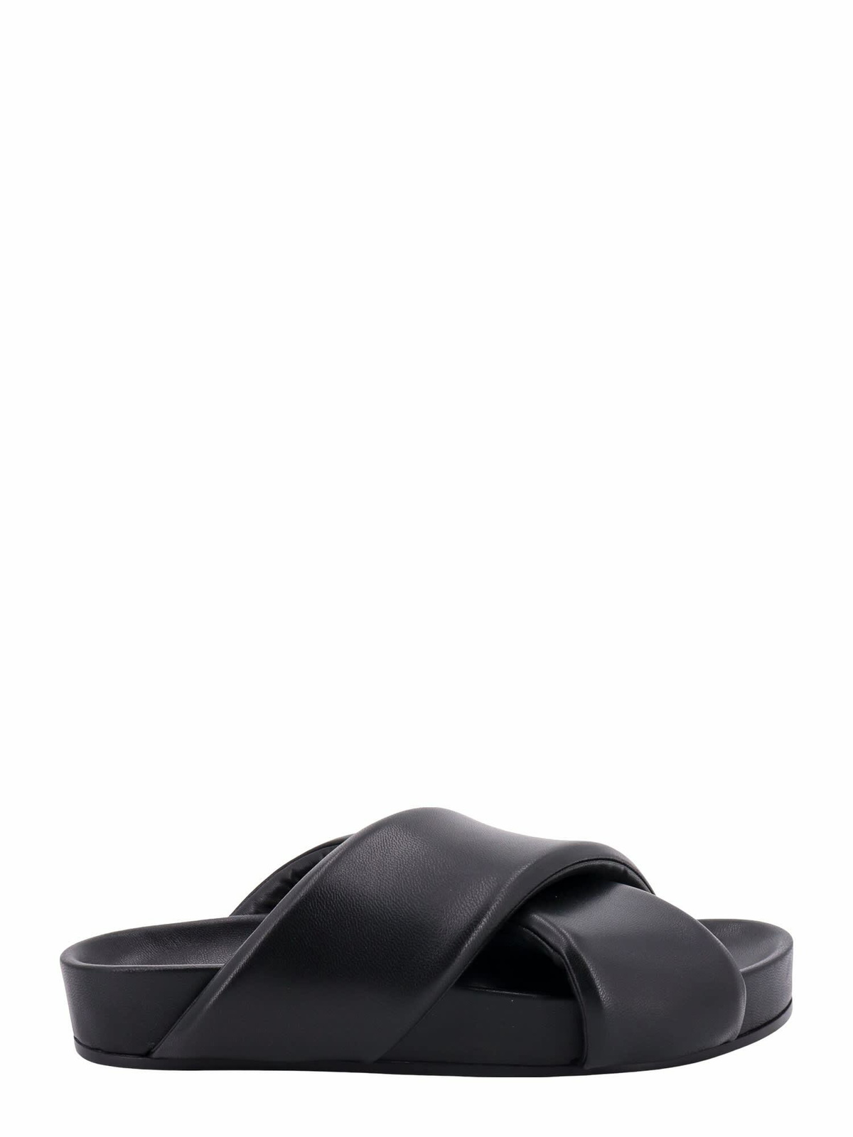 ★Jil Sander★ Cross Strap Nappa Slides Black JS38044A152000 Buy Jil Sander Black Cross-strap Slides in Leather For Men