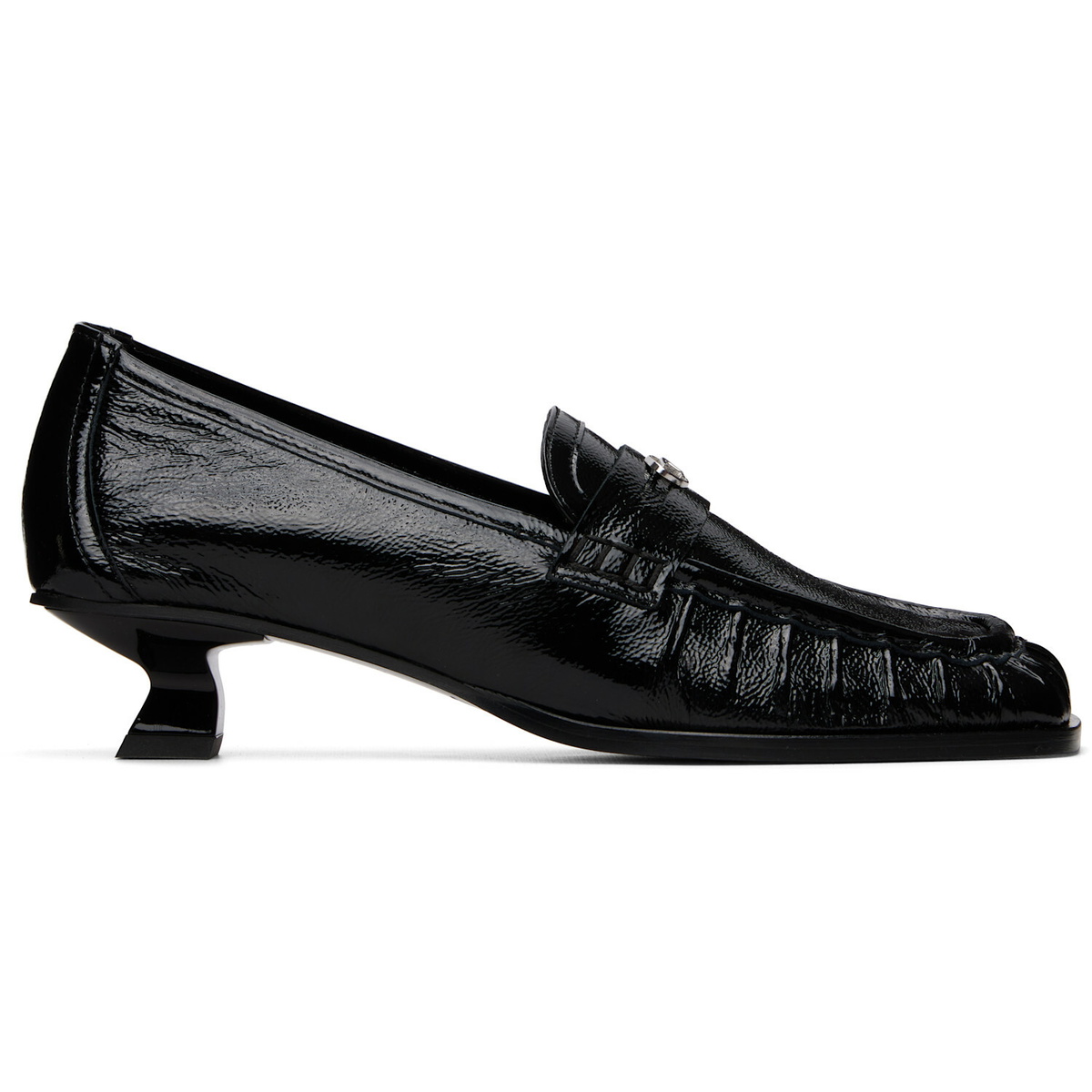 Diesel Black D-Amber-Penny Naplak Leather Loafer Heels
