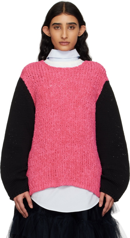 Photo: Comme des Garçons Homme Plus Black & Pink Crewneck Sweater