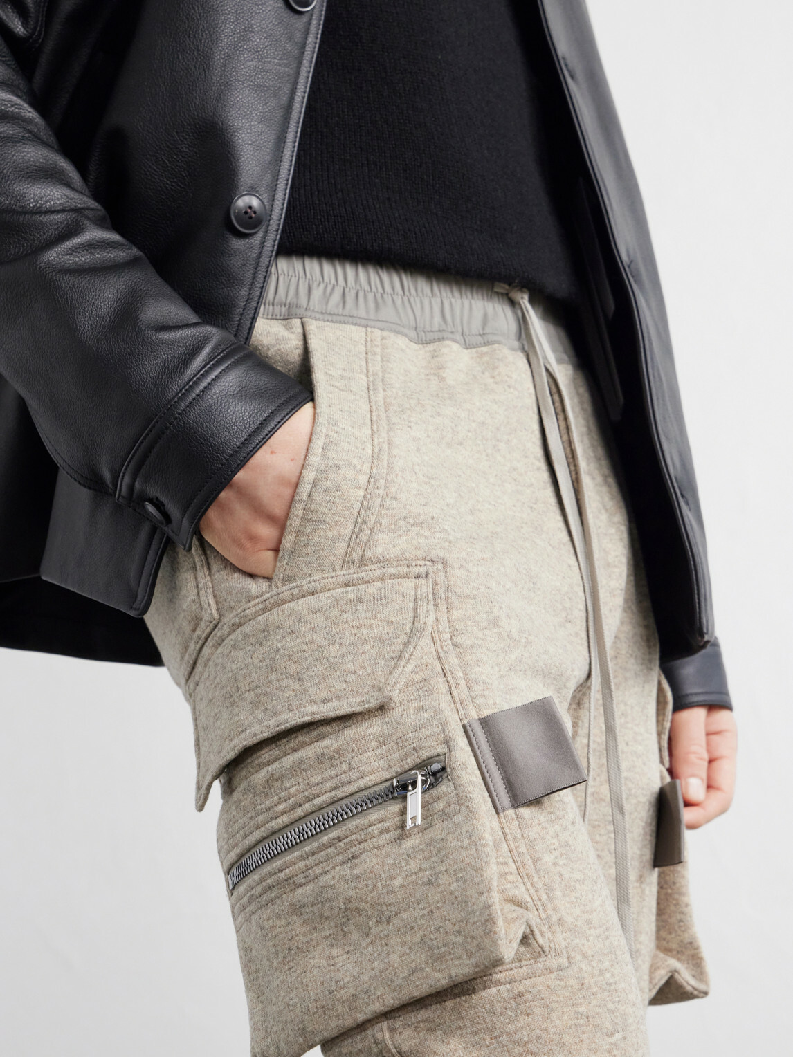 Rick Owens - Mastodon Tapered Wool and Cotton-Blend Jersey Sweatpants - Neutrals