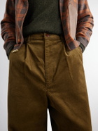 Junya Watanabe - Wide-Leg Pleated Garment-Washed Cotton-Blend Corduroy Trousers - Brown