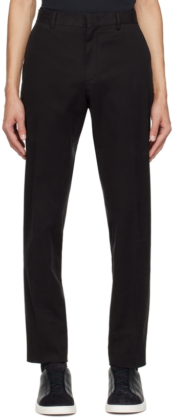 Photo: ZEGNA Black Four-Pocket Trousers