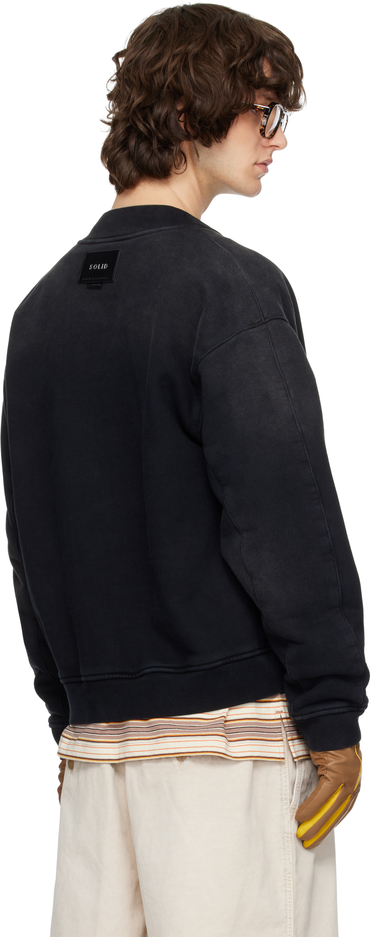 Solid Homme Black Faded Bomber Jacket
