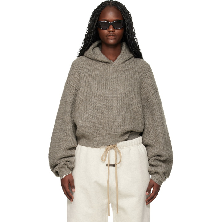 Photo: Fear of God ESSENTIALS Brown Holiday Heavy Waffle 90s Hoodie