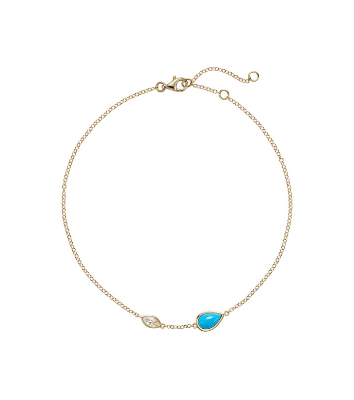Photo: Shay Jewelry Riviera 18kt gold anklet with turquoise and diamond