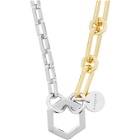 Givenchy Gold and Silver Hexagon Hook Chain Necklace