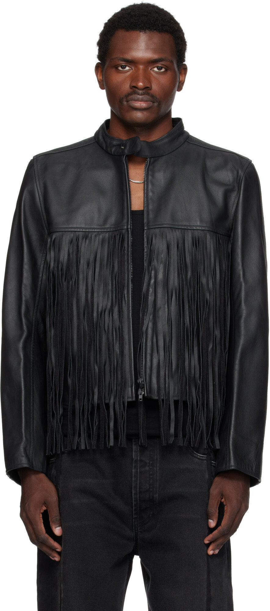 VETEMENTS Black Pro Racing Leather Jacket Vetements