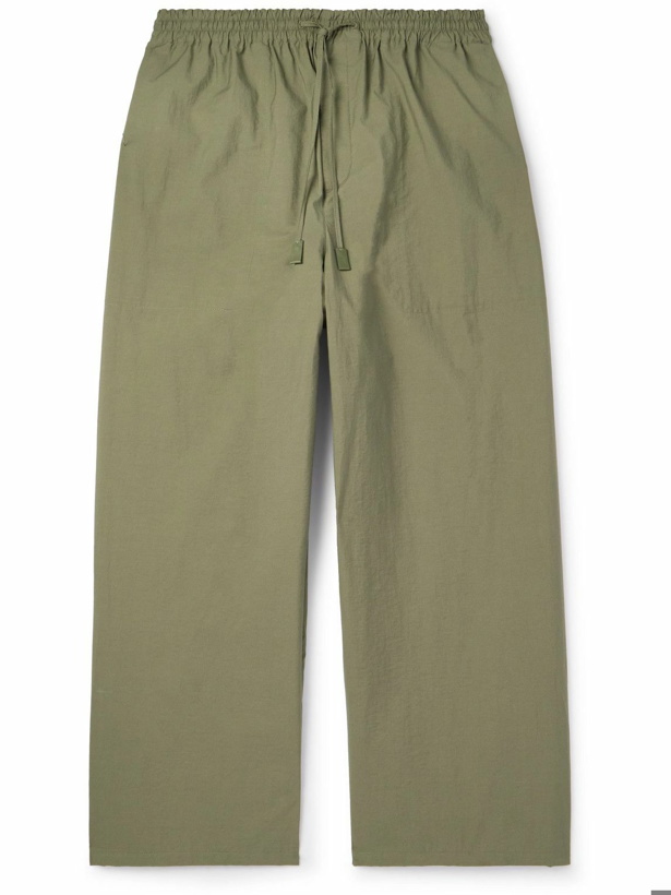 Photo: LOEWE - Paula's Ibiza Straight-Leg Cropped Cotton-Blend Drawstring Trousers - Green