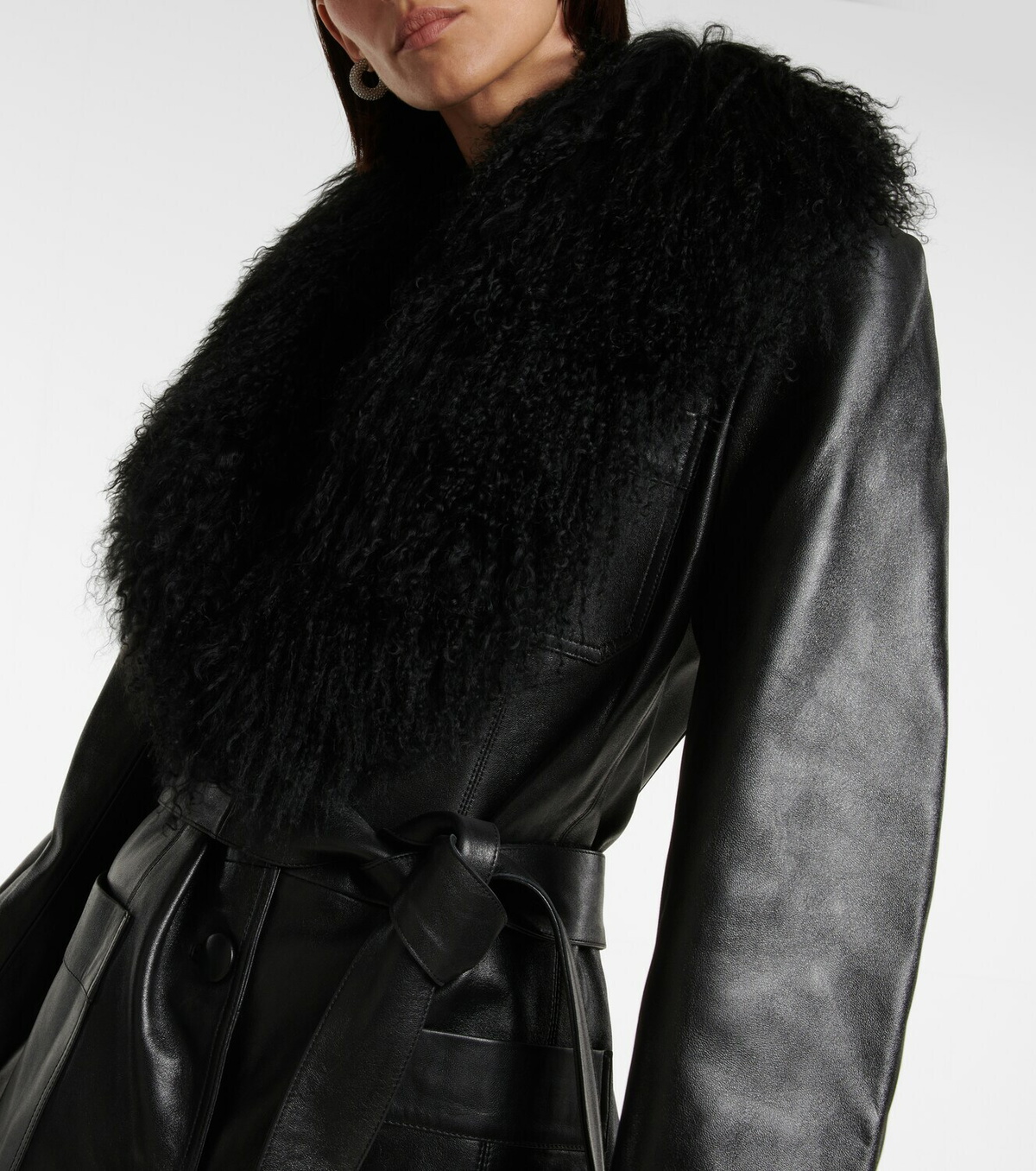 Dodo Bar Or Shearling-trimmed leather coat
