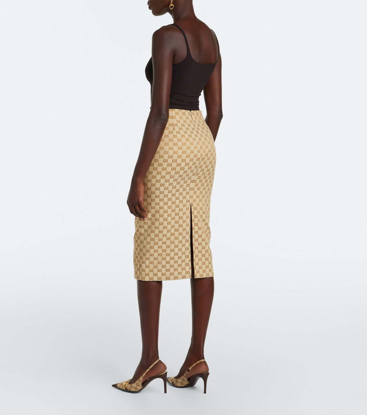 Gucci GG canvas cotton-blend pencil skirt