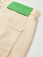 Off-White - Straight-Leg Appliquéd Cotton-Canvas Trousers - Neutrals