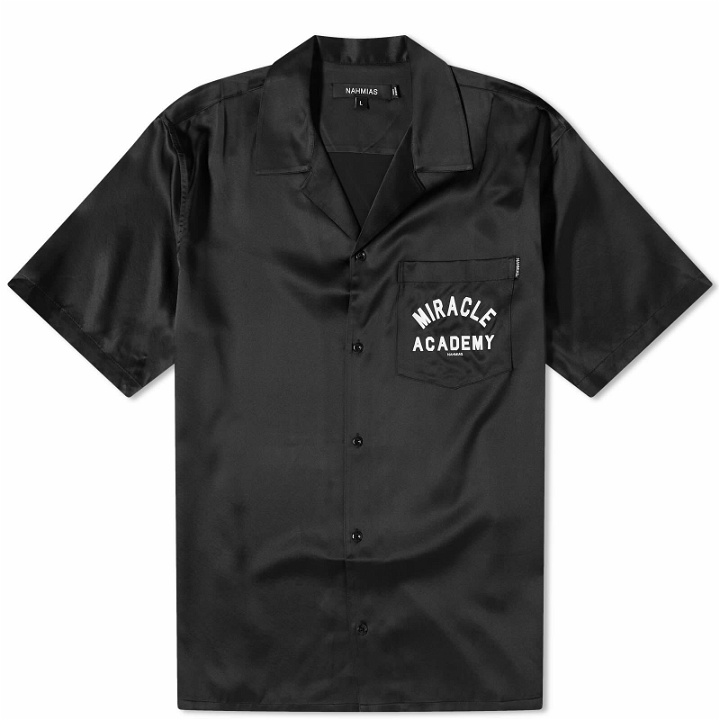 Photo: Nahmias Men's Miracle Academy Short Sleeve Silk Shirt in Black