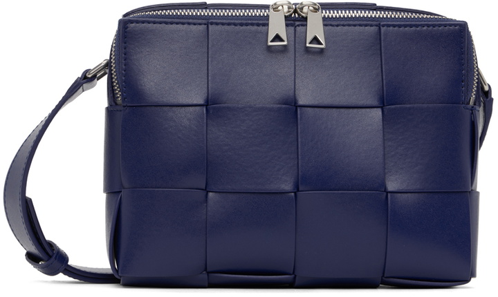 Photo: Bottega Veneta Navy Small Cassette Camera Bag