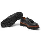 Grenson - Booker Pebble-Grain Leather Tasselled Loafers - Black