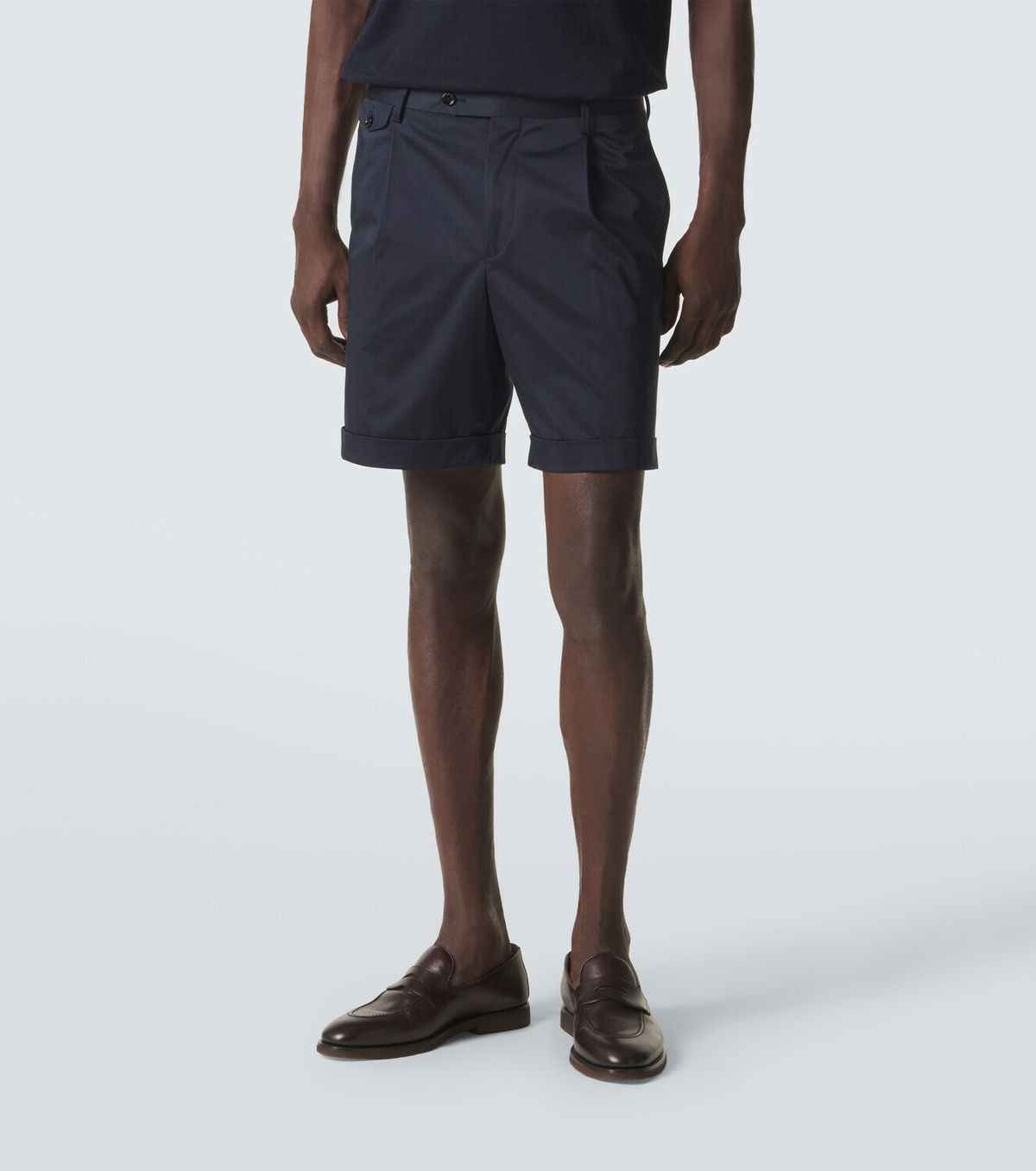 Lardini Pleated cotton-blend Bermuda shorts