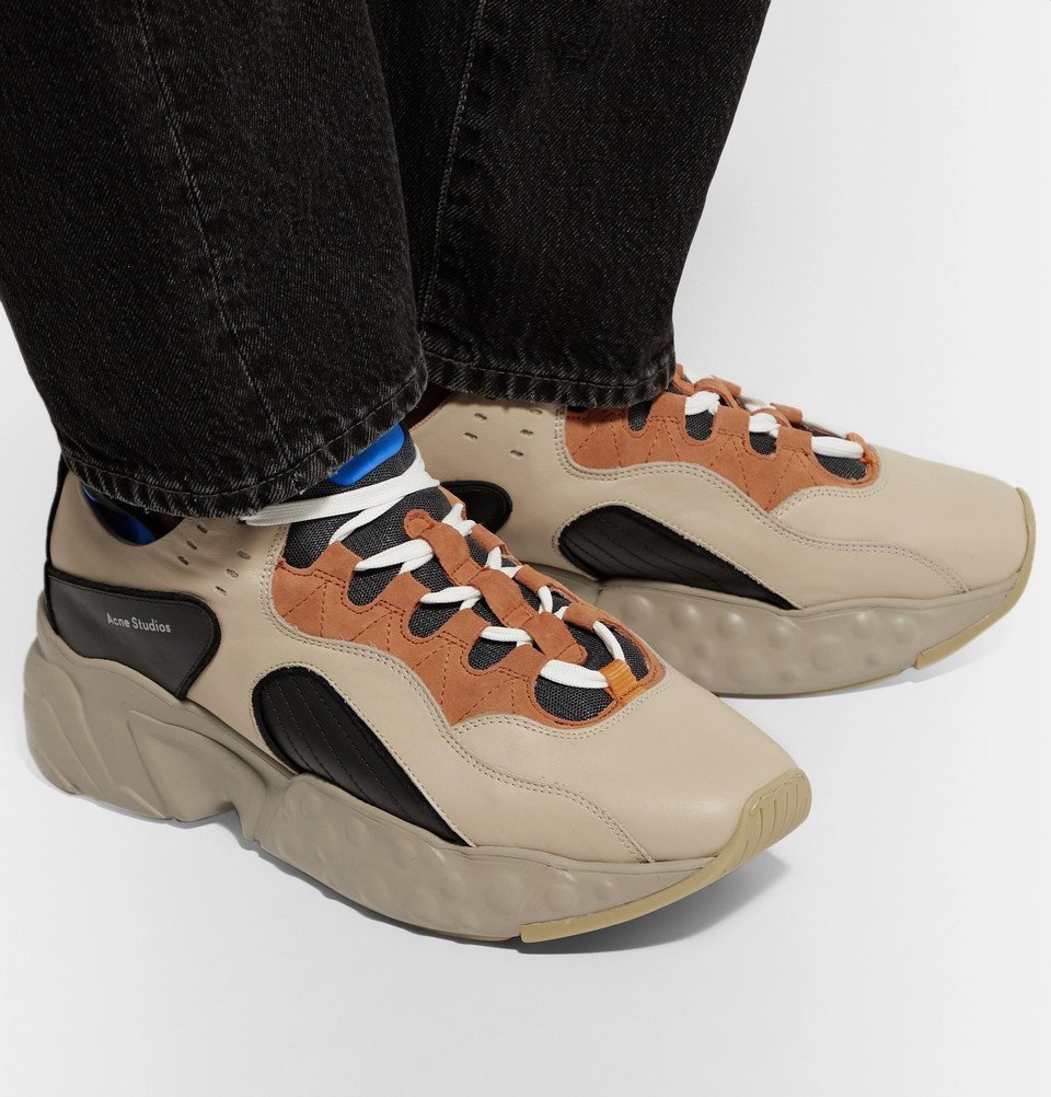 Suede Trimmed Leather Sneakers in Multicoloured - Acne Studios