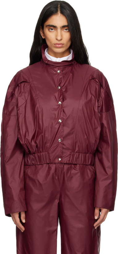 Photo: FIDAN NOVRUZOVA Burgundy Macar Nylon Windbreaker Bomber Jacket