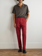 Dunhill - Slim-Fit Straight-Leg Pleated Cotton-Gabardine Chinos - Red