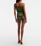 Saint Laurent Lace-trimmed silk satin romper