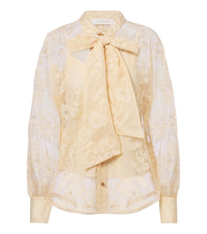 Photo: Zimmermann Valiant tie-neck lace blouse