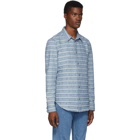 Balmain Blue Logo Stripe Denim Shirt