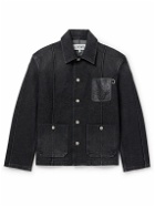 LOEWE - Logo-Debossed Leather-Trimmed Denim Jacket - Black