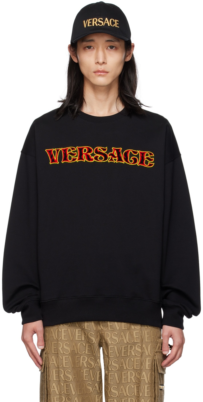 Versace Black Flocked Sweatshirt Versace