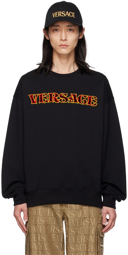 Photo: Versace Black Flocked Sweatshirt