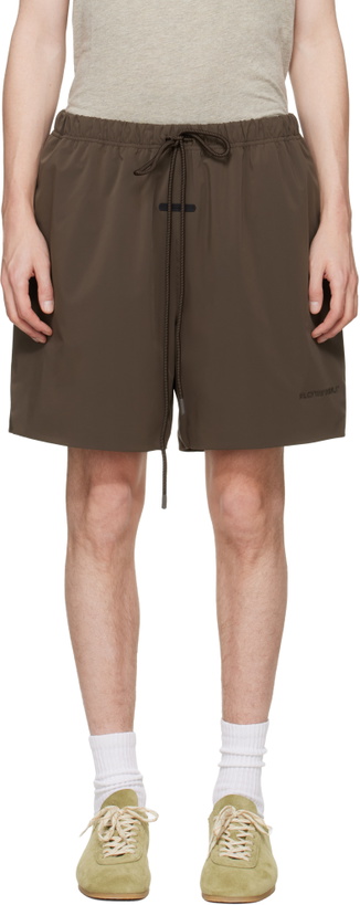 Photo: Fear of God ESSENTIALS Brown Active Trace Classic Split Shorts