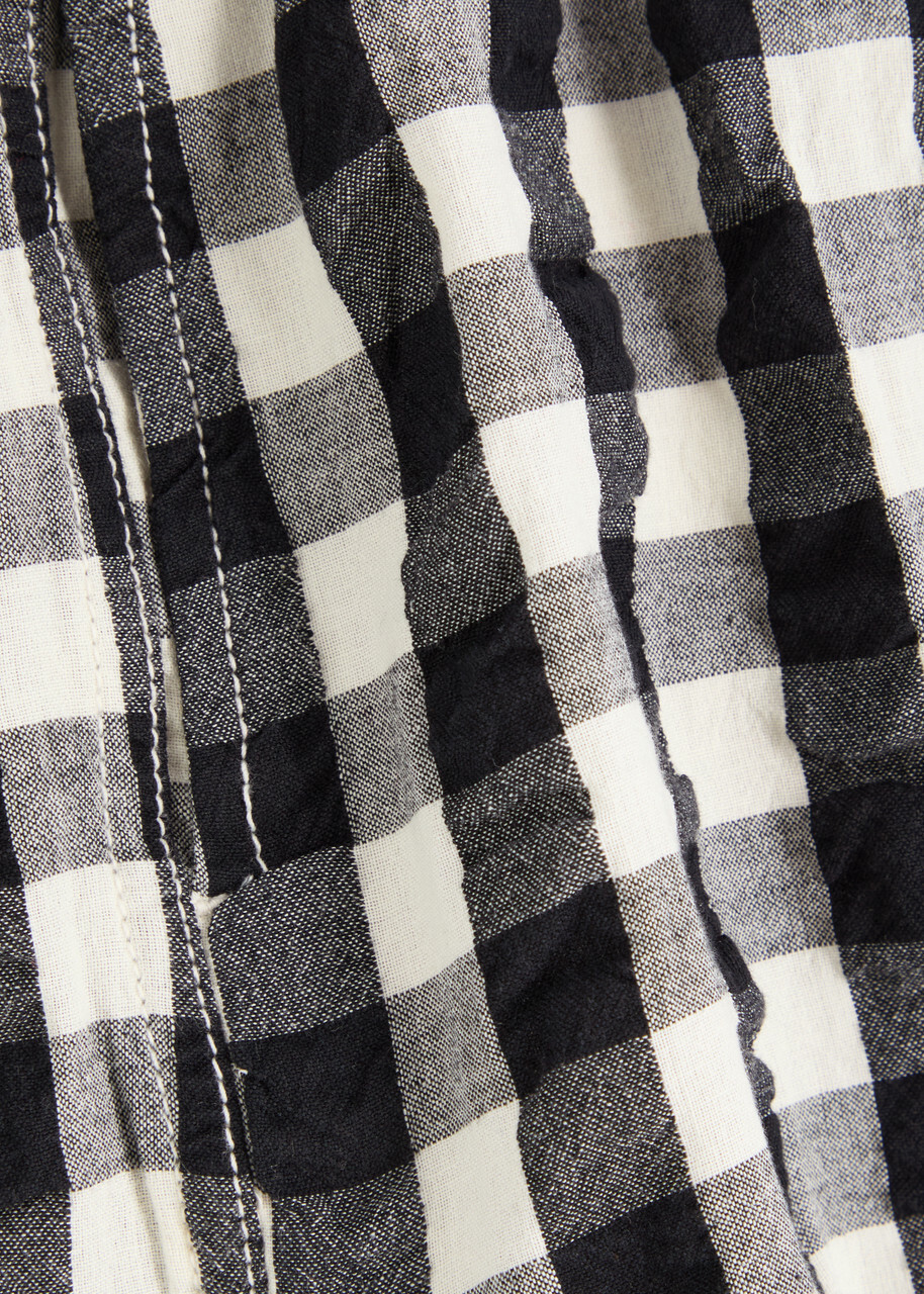 Free People Checked Seersucker Shorts Black And White