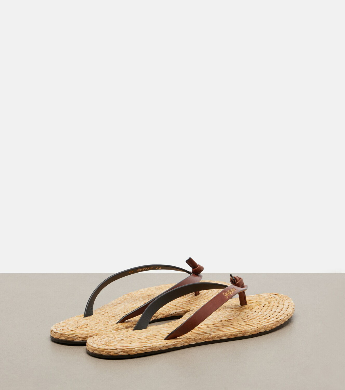 Saint Laurent Pool leather-trimmed thong sandals