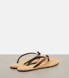 Saint Laurent Pool leather-trimmed thong sandals