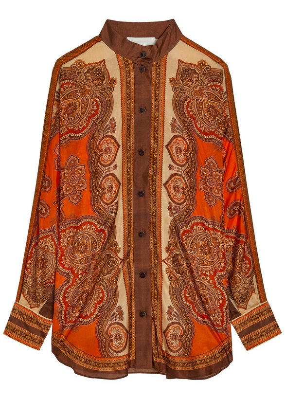 Photo: Zimmermann Mohon Printed Silk Shirt Orange