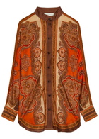 Zimmermann Mohon Printed Silk Shirt Orange