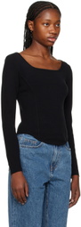 AMOMENTO Black Corset Long Sleeve T-Shirt