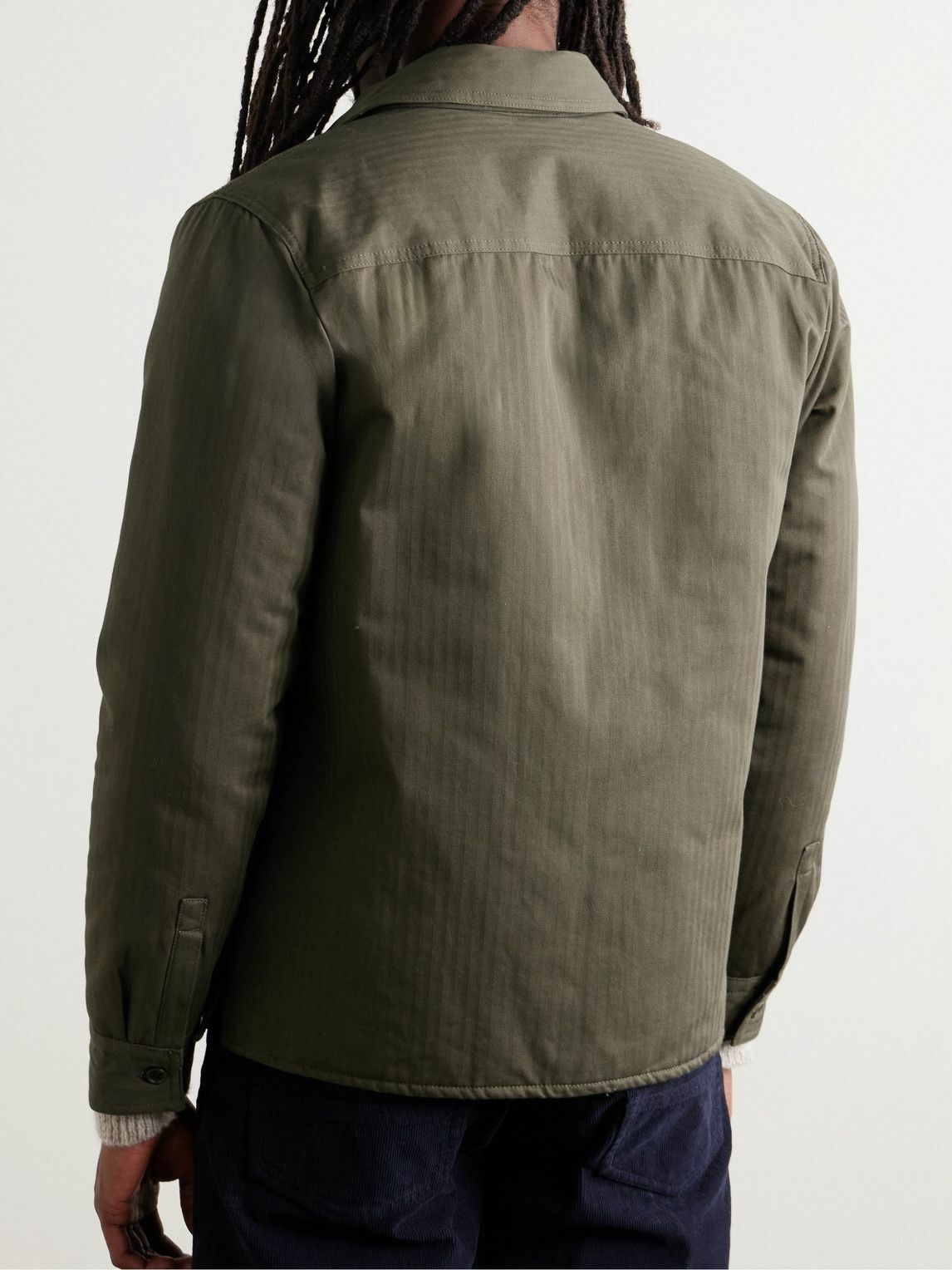 James Perse - Padded Herringbone Cotton Overshirt - Green