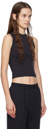 SKIMS Black Cotton Jersey Mock Neck Tank Top