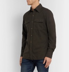 TOM FORD - Slim-Fit Button-Down Collar Brushed-Cotton Shirt - Green